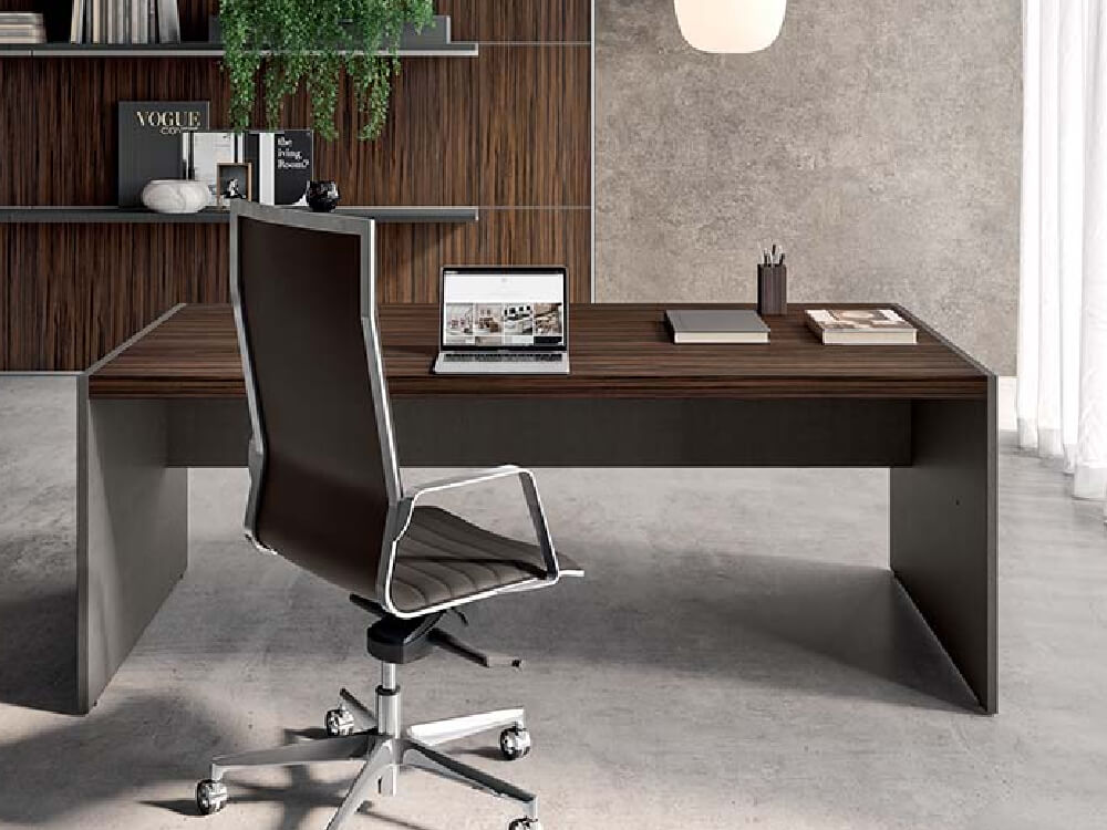 Einya - Wood Veneer Executive Desk with Optional Return and Leather Insert 05 img