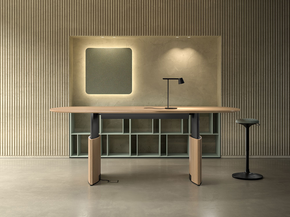 Elvira - Wood Veneer Height Adjustable Executive Desk with Optional Credenza Unit & Storage Unit 01 img