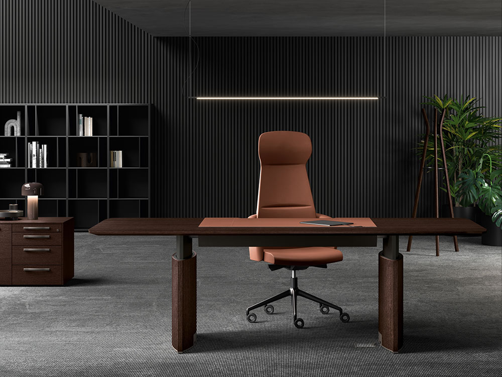 Elvira - Wood Veneer Height Adjustable Executive Desk with Optional Credenza Unit & Storage Unit 02 img