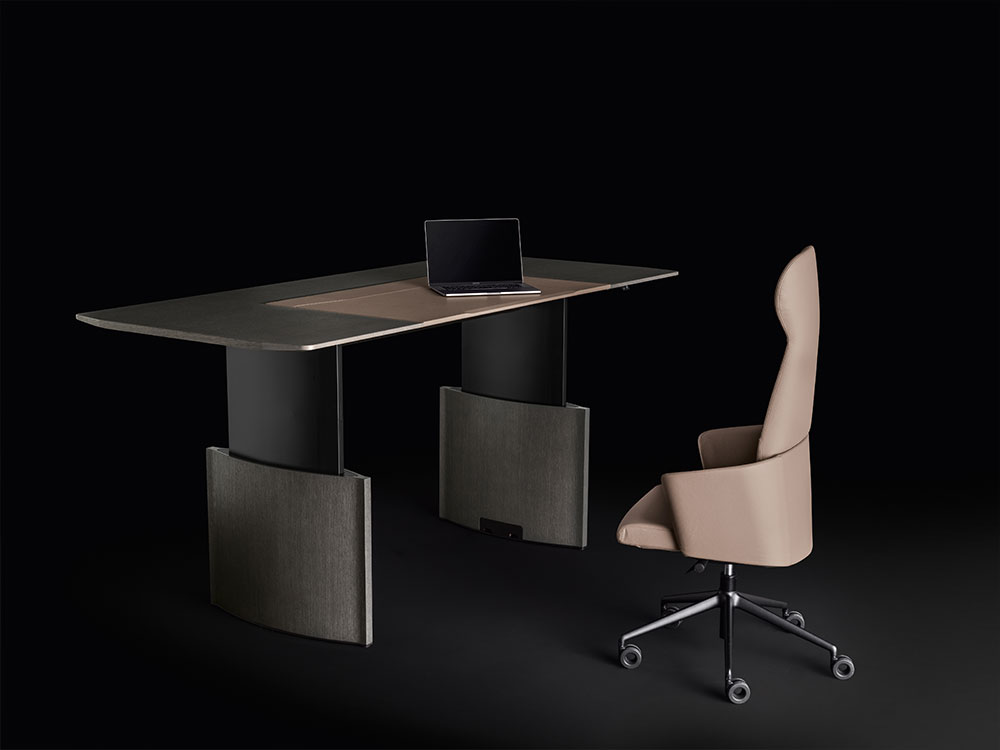 Elvira - Wood Veneer Height Adjustable Executive Desk with Optional Credenza Unit & Storage Unit 03 img