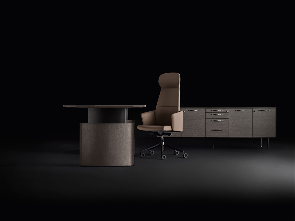 Elvira - Wood Veneer Height Adjustable Executive Desk with Optional Credenza Unit & Storage Unit 04 img