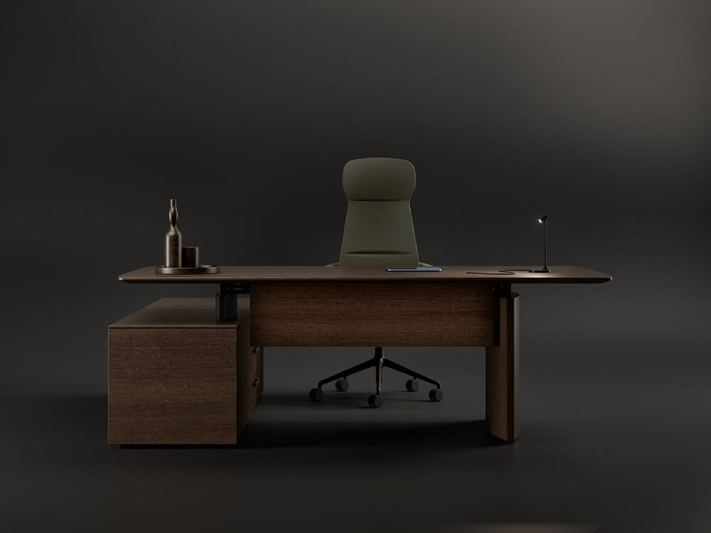 Elvira - Wood Veneer Height Adjustable Executive Desk with Optional Credenza Unit & Storage Unit 11 img