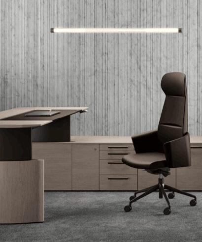 Elvira - Wood Veneer Height Adjustable Executive Desk with Optional Credenza Unit & Storage Unit