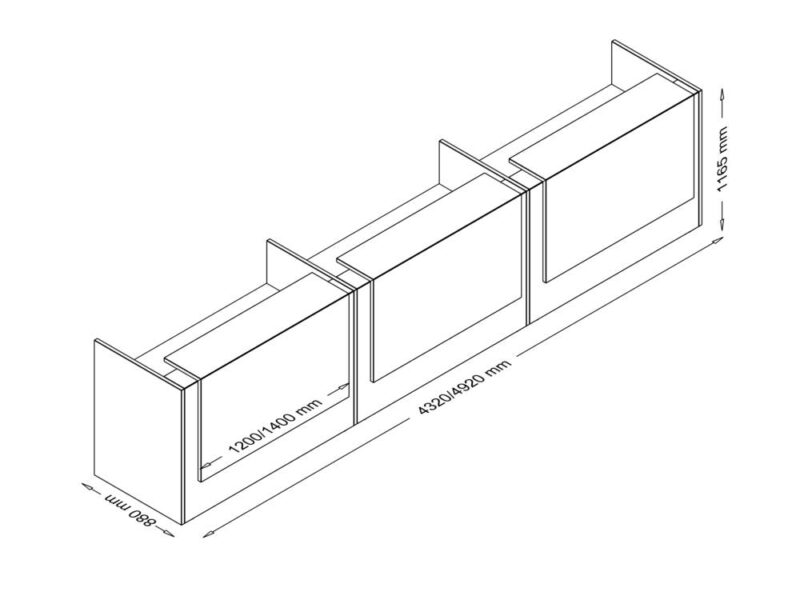 Zack 8 - Large Modular Reception Desk with Three Counters Size img Zack 8 - Large Modular Reception Desk with Three Counters Size img