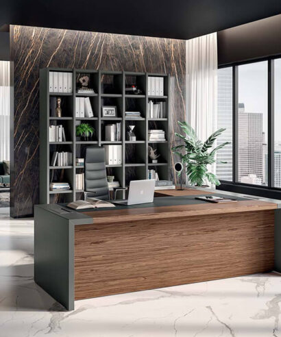 Easton – Wood Veneer Executive Desk with Optional Return and Leather Insert