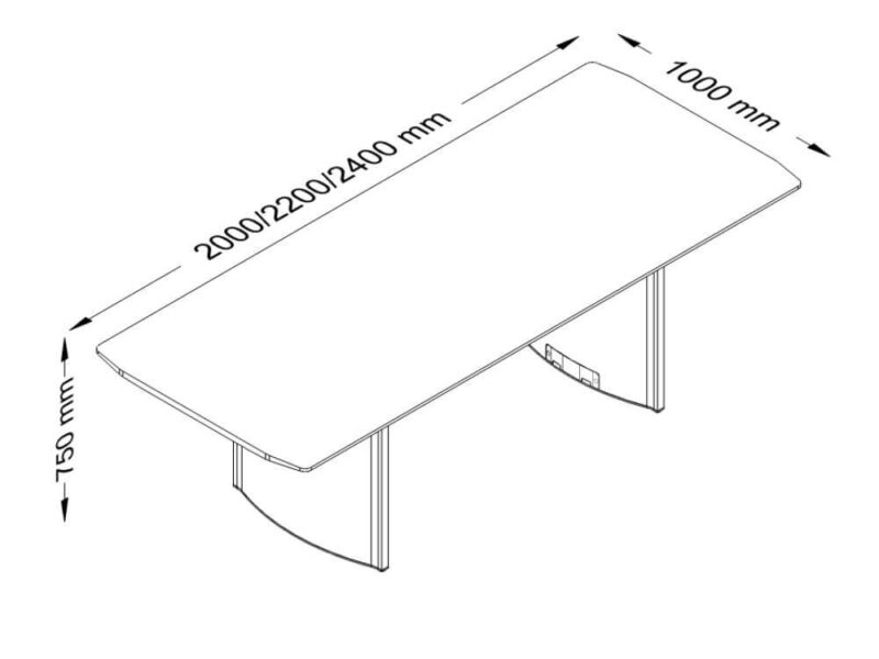 Elvira 1 - Rectangular & Barrel Shaped Meeting Table Size Image