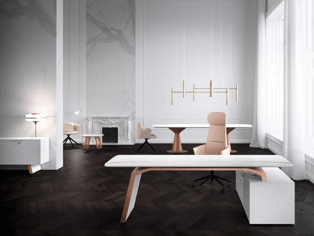 Myra - Modern Executive Desk with Solid Panel Legs and Optional Credenza Unit 03 Img