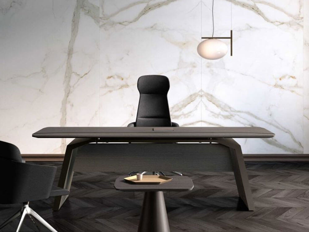Myra - Modern Executive Desk with Solid Panel Legs and Optional Credenza Unit 04 Img