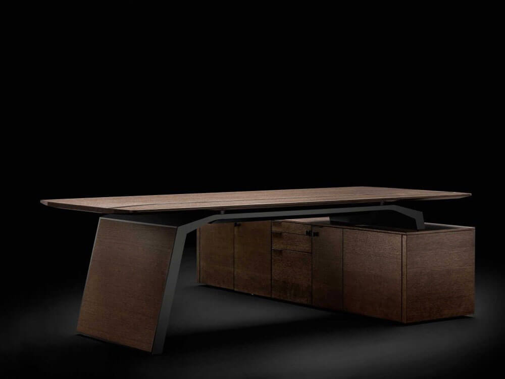 Myra - Modern Executive Desk with Solid Panel Legs and Optional Credenza Unit 05 Img
