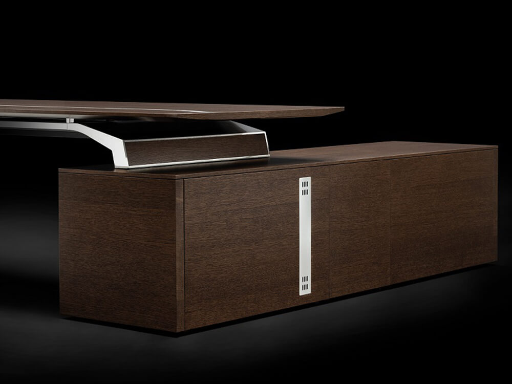 Myra - Modern Executive Desk with Solid Panel Legs and Optional Credenza Unit 09 Img