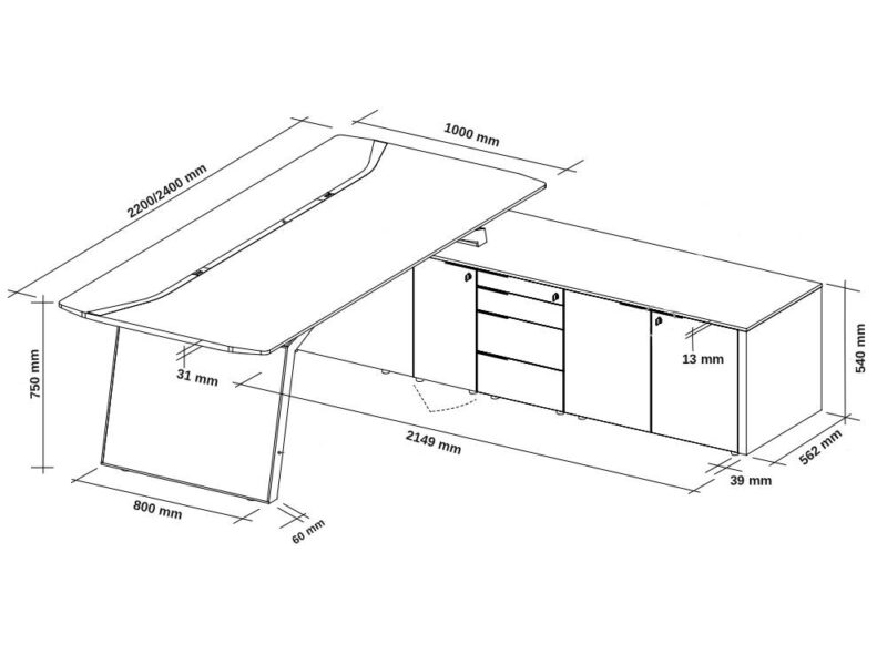 Myra – Modern Executive Desk with Solid Panel Legs and Optional Credenza Unit size img Myra – Modern Executive Desk with Solid Panel Legs and Optional Credenza Unit size img