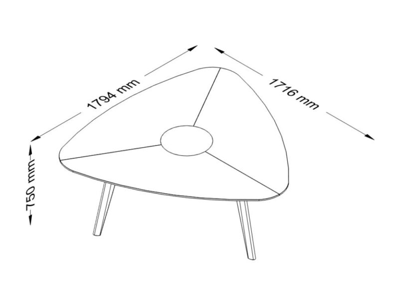 Reine 4 – Wood Veneer and Leather Triangular Shaped Table Size image