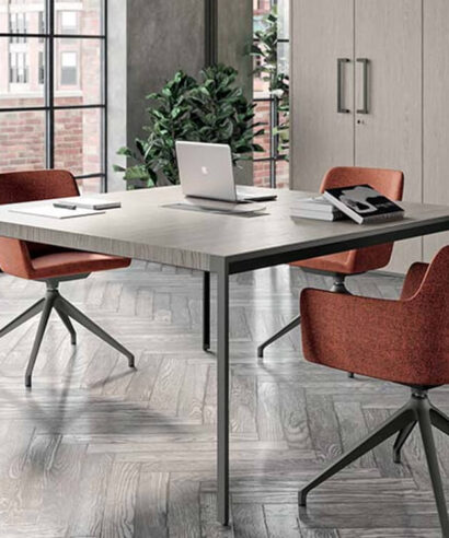 Xandy 1 - Square Shaped Meeting Table with Optional Leather Inlay