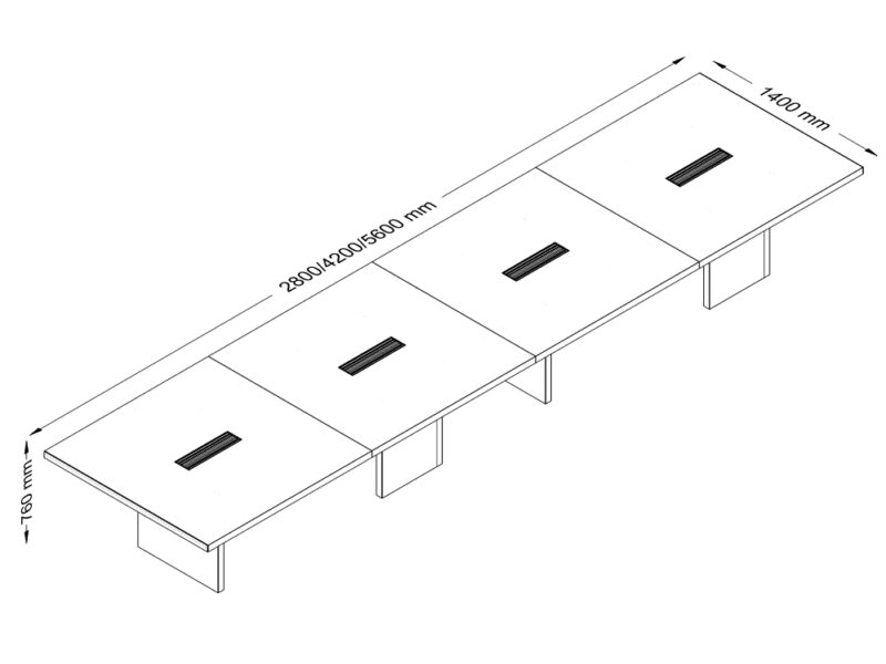 Easton 1 - Rectangular Shaped Meeting Table with Optional Leather Insert Size Image Easton 1 - Rectangular Shaped Meeting Table with Optional Leather Insert Size Image