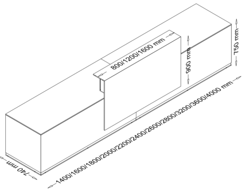Lenny 1- Reception Desk with Printed Glass Overhang Panel Size img