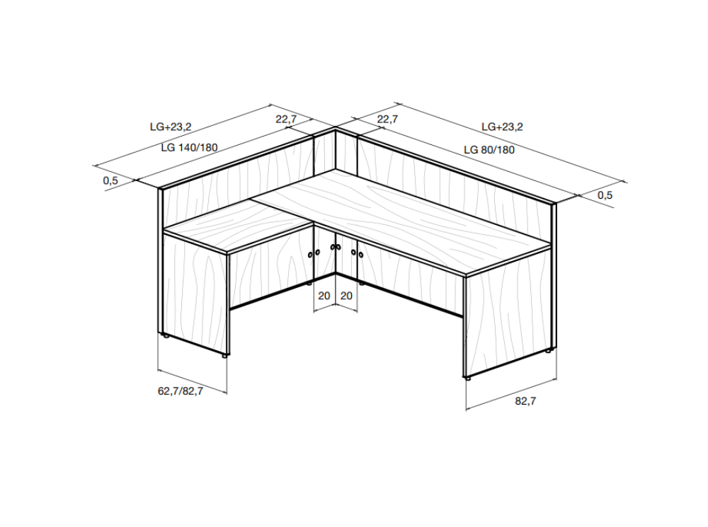 Oriaa 1 - Melamine Reception Desk with Return and DDA Access Unit Size 03 img