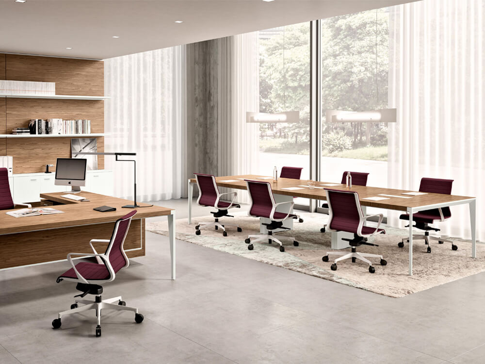 Xandy 2 - Rectangular Shaped Meeting Table with Optional Leather Inlay 02