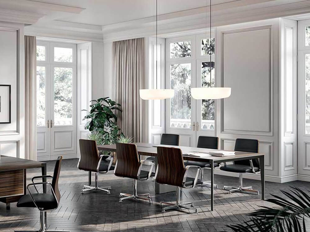 Xandy 2 - Rectangular Shaped Meeting Table with Optional Leather Inlay 03
