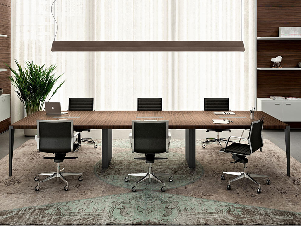 Xandy 2 - Rectangular Shaped Meeting Table with Optional Leather Inlay 04