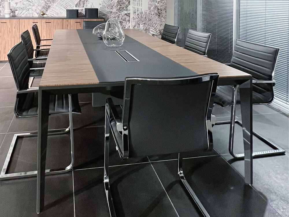 Xandy 2 - Rectangular Shaped Meeting Table with Optional Leather Inlay 09