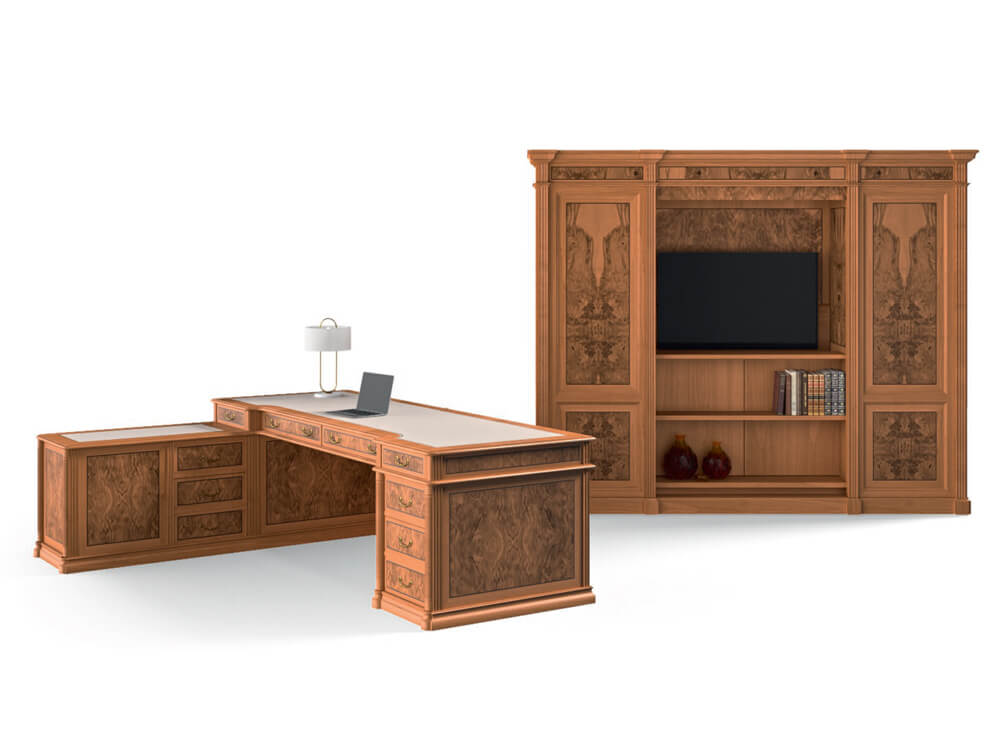 Allyson – Classic Executive Desk with Optional Return and Credenza Unit 03 Img