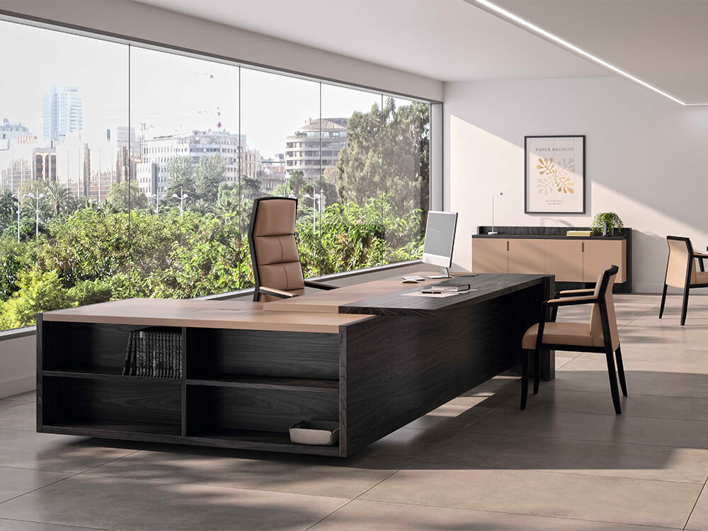 Franca – Classic Executive Desk with Optional Return and Credenza Unit Main img