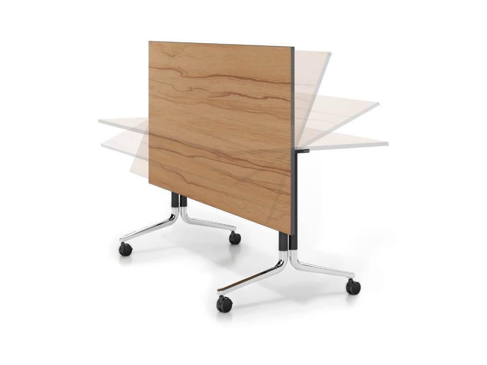 Tommy 2 – Fliptop Rectangular, Oval, Barrel & D End Shape Meeting Table with T Leg 03 Img