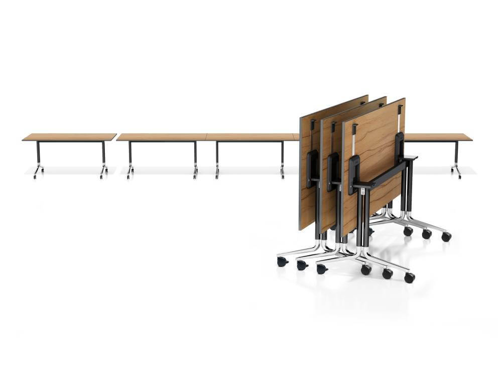 Tommy 2 – Fliptop Rectangular, Oval, Barrel & D End Shape Meeting Table with T Leg Main Img