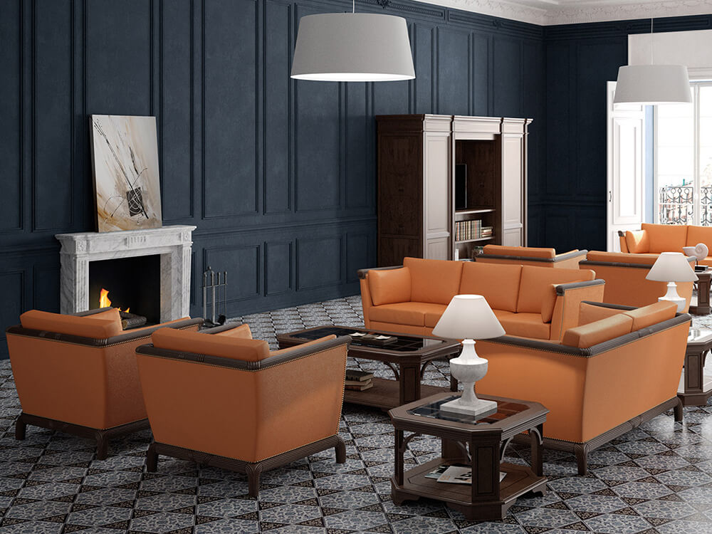 Esteban 1 - Classic One, Two And Three Seater Sofa With Curved Wood Finish Legs main img