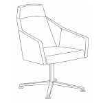 L620 x D580 x H910 mm (Four Star Leg High-Back Armchair)