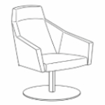 L590 x D640 x H930 mm (Round Base Leg High-Back Armchair)