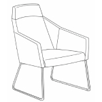 L590 x D640 x H930 mm (Sled Leg High-Back Armchair)