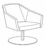 L590 x D640 x H810 mm (Round Base Leg Armchair)