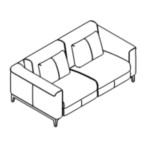 L1500 x D1030 x H800 mm (Two Seater)