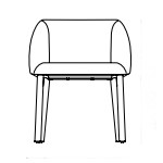 L630 x D560 x H750 mm (Wooden Leg)