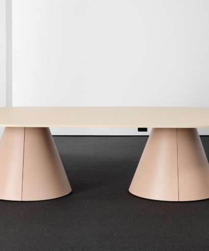 Conevia – D End Shape Meeting Table with Conical Base