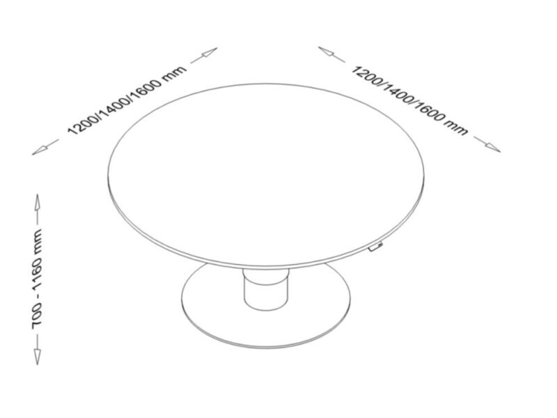 Flora - Round Shape Height Adjustable Meeting Table Dimensiosn Img Flora - Round Shape Height Adjustable Meeting Table Dimensiosn Img