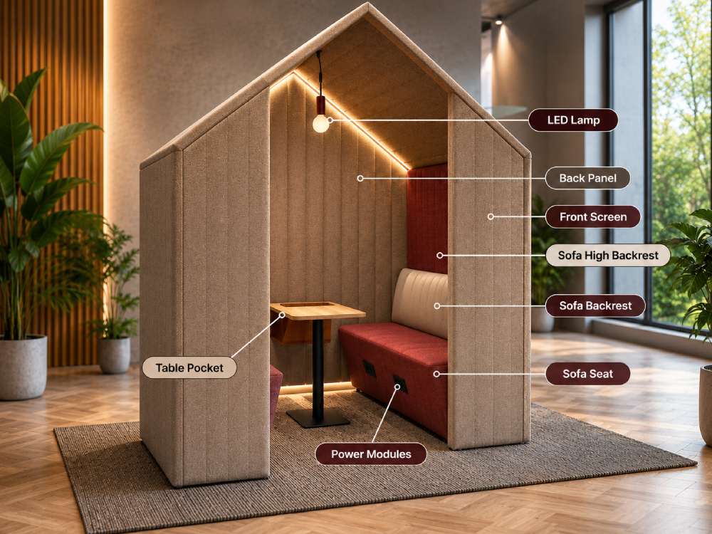 Hector – Sound Absorbing Luxury Work Pod with Cable Channel 10