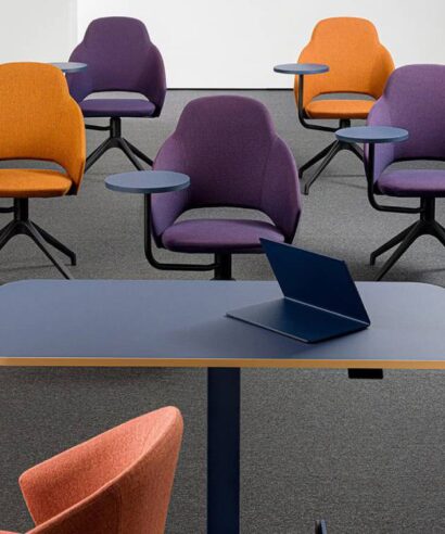 Iconair 2 - Low and High Back Upholstered Chair with Writing Table