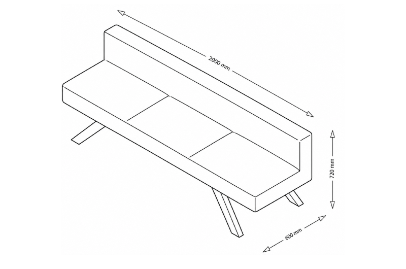 Tresto 4 - Fully Upholstered Three Seater Bench Dimesstion_img Tresto 4 - Fully Upholstered Three Seater Bench Dimesstion_img
