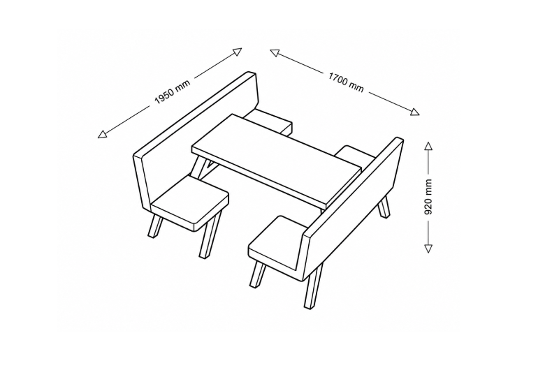 Tresto 6 - 4 Person Quiet WorkPod with Connect Table Dimesstion_img Tresto 6 - 4 Person Quiet WorkPod with Connect Table Dimesstion_img