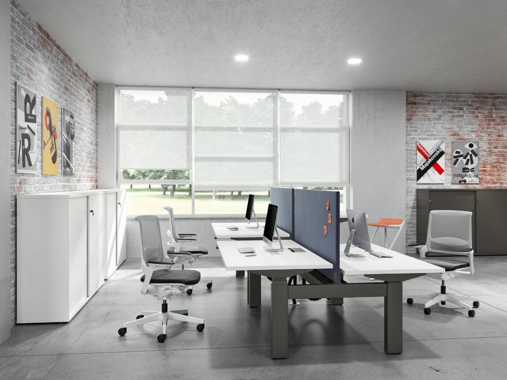 Chico - Back to Back 2 Step Operational Office Desk with Optional Dividing Screen for 2 & 4 Persons 01 Img