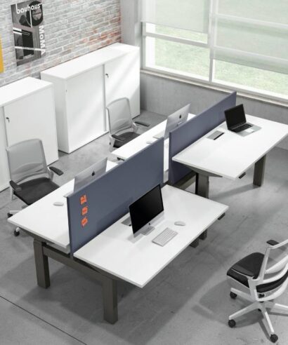 Cronato 1 - Back to Back 2 Step Office Desk with Optional Dividing Screen for 2 & 4 Persons