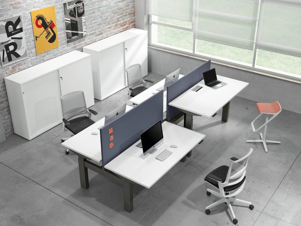 Chico - Back to Back 2 Step Operational Office Desk with Optional Dividing Screen for 2 & 4 Persons Main Img