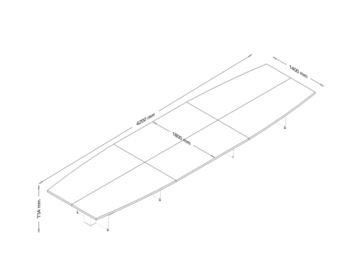 Osento - Barrel Shaped Meeting Room Table with Modesty Panel and Optional Leather Insert_Dimesstion_image