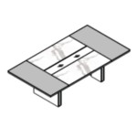 Small Rectangular Shape Table (with Glass Insert and Leather, 6 and 8 Persons)