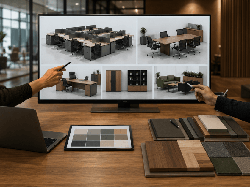 Professional workplace design consultation supporting office refurbishment, furniture selection, and efficient workspace planning.
