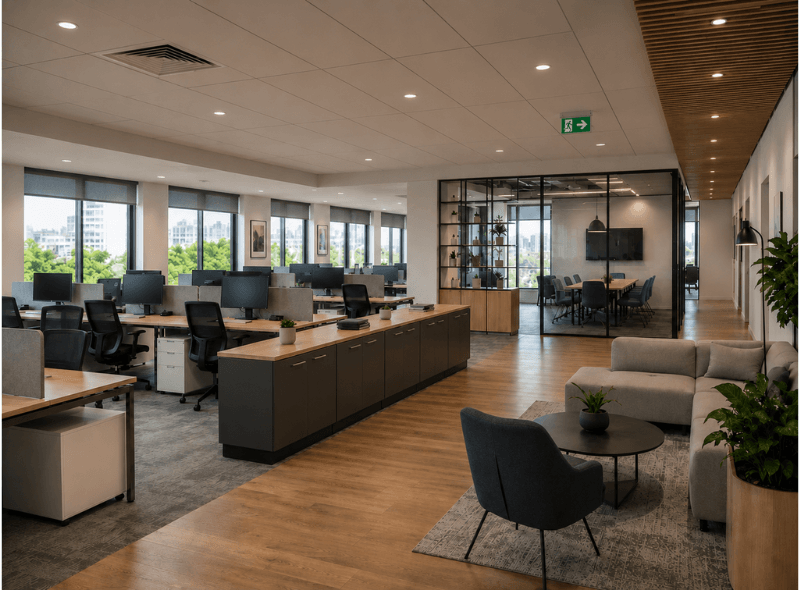 Modern office renovation and office fit out transforming a commercial workspace with premium office furniture, contemporary interiors, and functional workplace design.