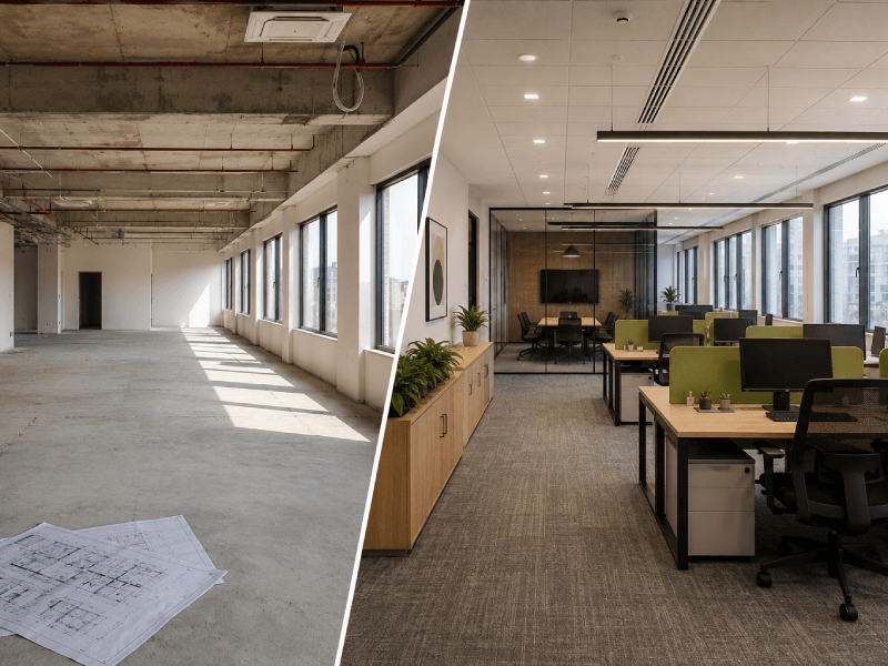 Modern office renovation and office fit out transforming a commercial office with premium office furniture, contemporary interiors, and functional workspace design.