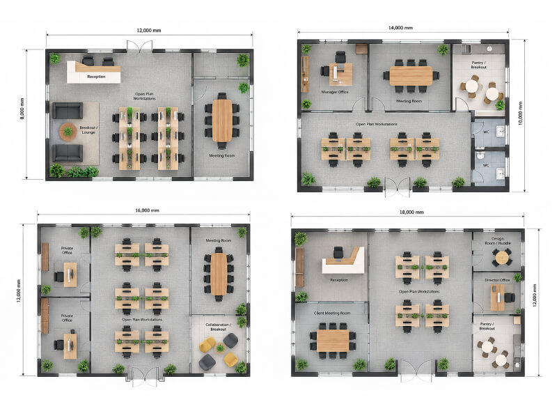 Professional free office space planning service creating efficient workspace layouts, optimised office design, and functional commercial interiors.